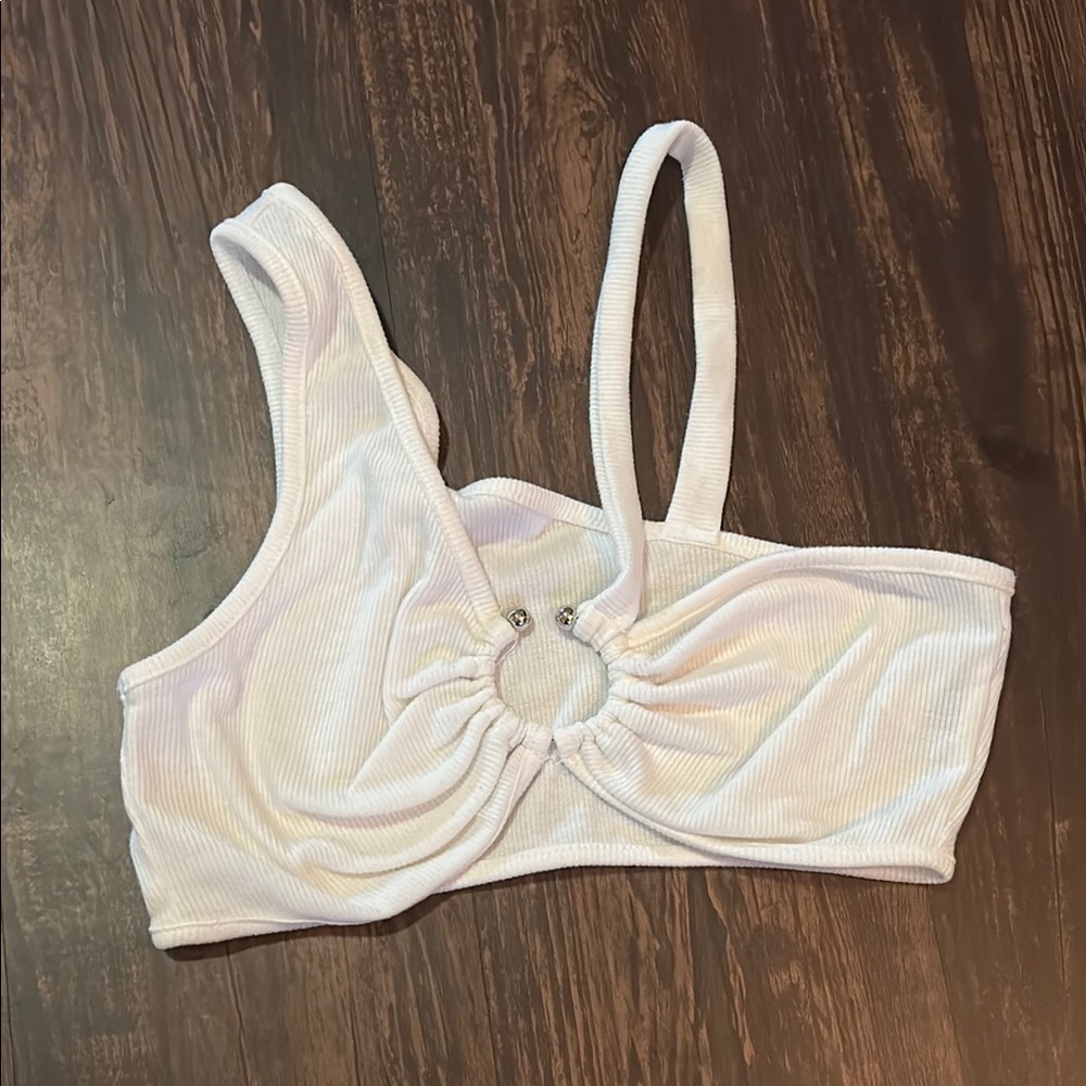 SHEIN White Ribbed Crop Top